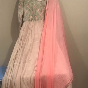 3 pieces silk Indian long gown